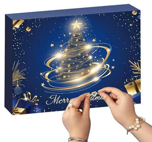 Adventskalender 2025 für Damen - Schmuck-Set mit Ohrringen, Halsketten