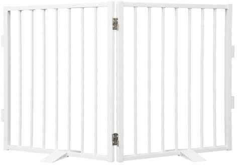 Snagle Paw Vollmetall Freistehend Absperrgitter,für den Innenbereich Hundegitter mit Bodenschonenden Stützfüßen,Treppengitter für Hund 102x61cm(BxH) Faltbares Schutzgitter für Treppen,Flure und Türen