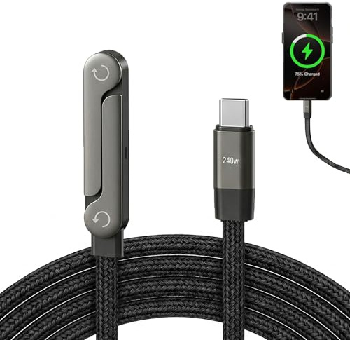 Ajsdvog 2-in-1 Holder Fast Charger Cable 240W Type C to C 2m