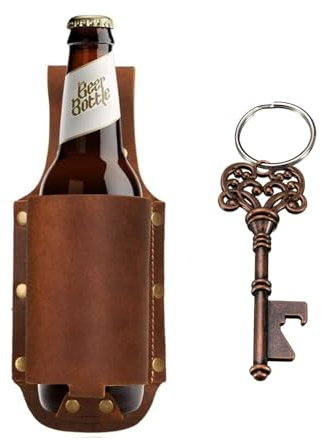 Leather Beer Belt Holster with Bottle Opener,Belt Bottle Holder,Beer Gifts | Cowboy Holster as Cowboy Accessories for Men,Western outfit as Cowboy Gifts for Men Father's Day Christmas BBQ Beer Lovers