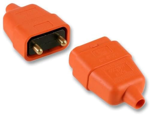Pro Elec 2 Pin In-Line Rubber Connector 10A, 250V, Orange, PELB1585