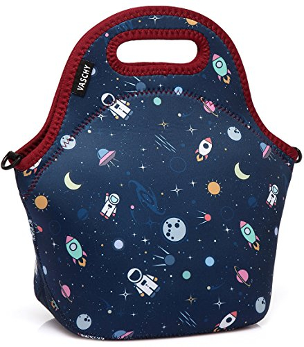 VASCHY Bolsa Termica porta Alimentos, Bolsa Comida Trabajo Bolsa Neopreno Almuerzo para Infantil Bolso Bandolera Isotermica con Correa para el Hombro Para Escuela Oficina Picnic Playa, Astronauta