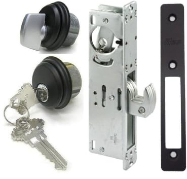 A | Keyed mortise lock with key and thumbturn for commercial exterior doors featuring 1-1/8 in backset installation