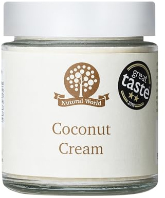 Nutural World - Kokosnusscreme, Kokosnusssahne 100% pur (170g netto) im Glasgefäß - Vegan, ohne Zusatz von Salz, Zucker oder Palmöl - ein Preisgekröntes Produkt