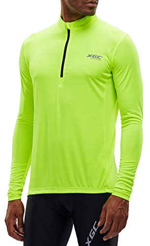 Herren Kurzarm/Langarm Radtrikot Fahrradtrikot Radshirt Fahrradshirts Fahrradbekleidung für Männer mit Elastische Atmungsaktive Schnell Trocknen Stoff (039 Green, XXL)