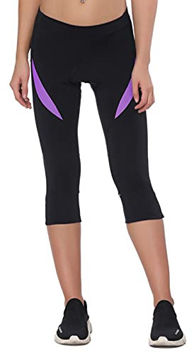 Santic Fahrradhose Damen Gepolstert 3/4 Radlerhose Damen mit Sitzpolster Radhose Damen 3/4 mit Polster Violett EU XXL