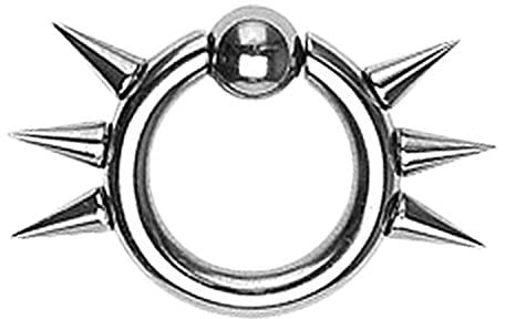 Piercingfaktor BCR Piercing Klemmring Ring mit Stacheln Spikes Kugel Septum Helix Ohr Tragus Intim Intimpiercing Brust Silber 4mm x 14mm x 6mm