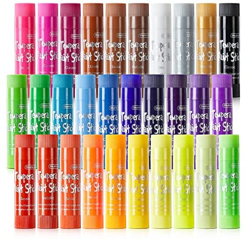 Shuttle Art Stick de Peinture Gouache, 30 Couleurs Vives, Peinture Enfant Non Toxique, Sèchage Rapide, Idéal pour Papier Bois Céramique Toile, Kit Peinture Gouache Enfant pour Débutants et Artistes