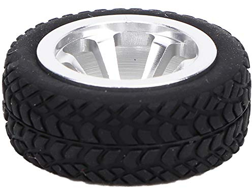 RC Rad Reifen, Automodell Zubehör Gummireifen Material Fit für WLtoys 1/28 RC K969 K989 K999 P929 4WD Short Pool Drift Offroad Rallye(Silber), Zubehör für Modellautos