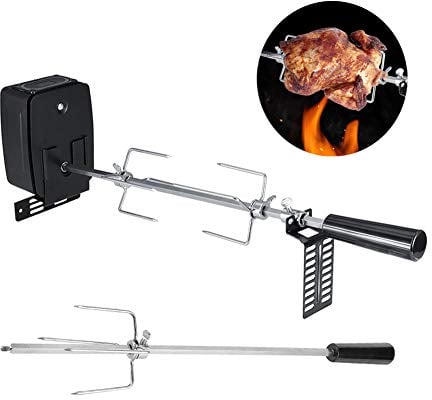 Asador Eléctrico Automático, Asador Giratorio Electrico Asador Barbacoa Kit de Asador Universal Parrilla Juego de Brocheta de Parrilla Accesorios para Grill BBQ Asador de pollo giratorio