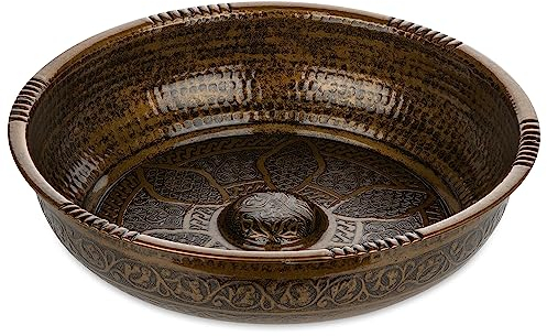 Alisveristime Traditionelle türkische Hamamschale mit authentischen Motiven (440 g) aus Zink (20 cm Durchmesser) (Antikgrün)