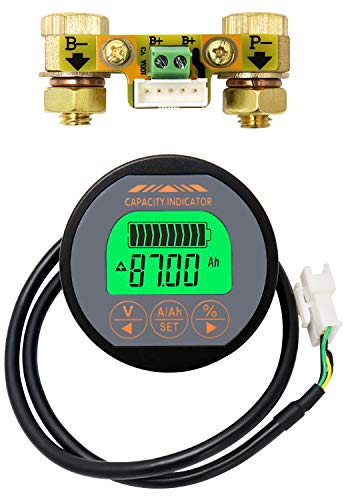 QWORK® Testeur de batterie, Batterie Moniteur amperemetre voltmètre, 8-80V 0-100A, avec câble personnalisé de 2 m, pour voiture bateau à moteur caravane camper