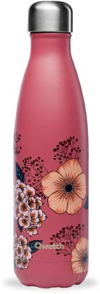 Qwetch - Bouteille Isotherme Anémones 500ml - Gourde Nomade Inox - 24h Froid et 12h Chaud - Etanche, Sans BPA & Réutilisable - Gourde isotherme pour Sport, Voyage, Bureau, Randonnée