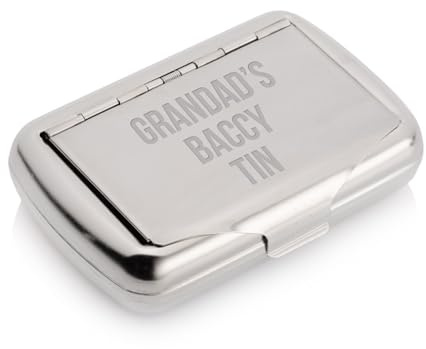 Personalised Silver Metal Tobacco Tin with Rolling Papers Holder – Engraved Custom Smoking Box - Ideal Smoking Gift for Men, Women and Smokers- Stylish Accessories