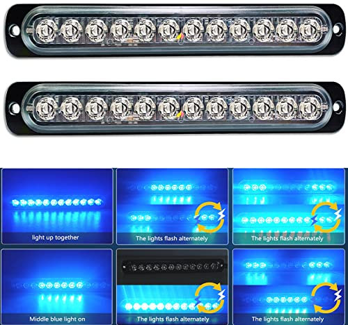 AUXTINGS 2 pezzi 12 LED blu stroboscopio di emergenza luci universale ultra sottile rischio lampeggiante laterale lato segnalato luce per 12V-24V auto veicolo camion rimorchio roulotte camper