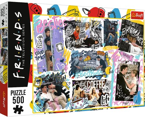 Trefl - Friends, Freunde - Collage - 500 Teile Puzzle, Puzzle mit TV-Charakteren, DIY, kreative Unterhaltung, Spaß, Klassische Puzzles für Erwachsene und Kinder ab 10 Jahren