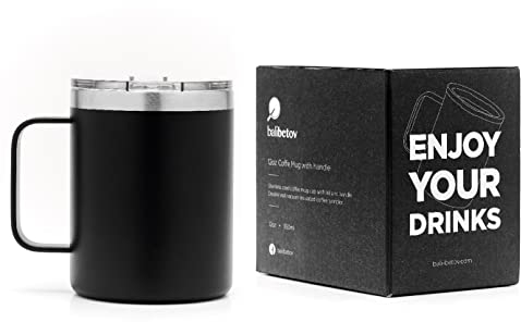 BALIBETOV 355ml Tazza Termica, Tazza da Viaggio per Caffe, Beuta da Vuoto in Acciaio Inossidabile, Tazza Termica da Viaggio con Coperchio a Prova di Perdite, Adatta a Caffe e Altre Bevande (Nero)