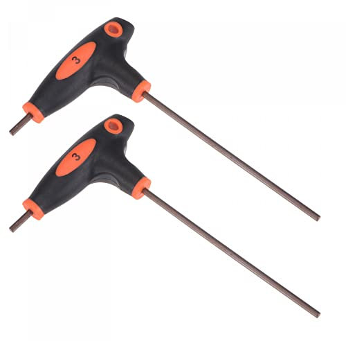 sourcing map 3mm Hex Key T-Handle Dual End Wrench Spanner, Metric S2 Steel 2 Pcs