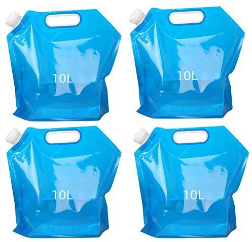 OrangeClub 4 Stück Wasserkanister Faltbar 10L Faltbarer Wasserkanister Trinkwasserkanister für Die Wasserspeicherung Zu Hause Camping Wandern Reisen LebensmittelqualitäT WasserbehäLter BPA Frei
