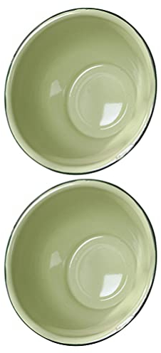 HEMOTON 2pcs Enamel Bowl Thickened Cereal Bowls Retro Style Soup Bowls Vintage Style Soup Basins Practical Enamel Kitchenware