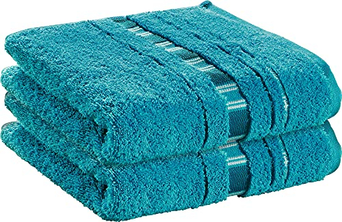 Erwin Müller Handtuch-Set 2er-Pack Achern - #500g/m² - schnell trocknend, extra saugstark, beidseitige Schlaufen - Größe 50x100 cm türkis
