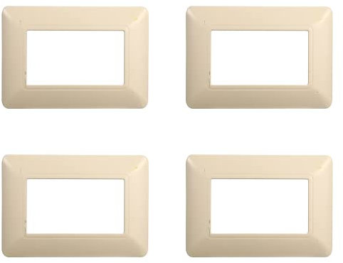 4 Pezzi Placche Compatibile Con Bticino Matix, Placche In Plastica (3 Posti/Moduli,Sabbia)