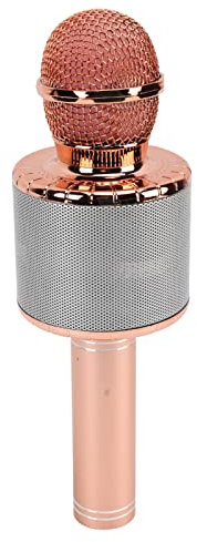 AMONIDA Microfono Karaoke Bluetooth Senza Fili Illuminazione Ritmica Colorata Riduzione del Rumore Microfono a Condensatore Bluetooth per la Trasmissione di Concerti (Oro rosa)