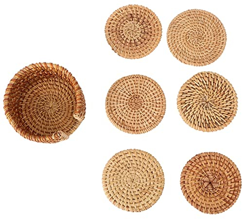 Dessous de verre en osier, dessous de verre en osier à texture dense (10 cm)
