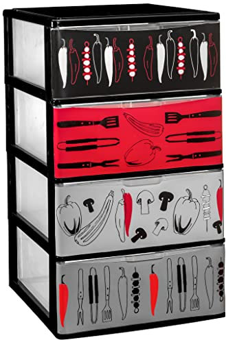 COM-FORT HOUSE | Cajonera Apilable de Plástico | Modelo Iris | Diseño Cocina | Modelo de 4 Cajones | Cajones de Almacenamiento Modular