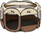 Baroni Home Recinto Pieghevole per Cani e Gatti da Interno e Esterno, Cuccia Salva spazio Trasportabile con Maniglia e Porta Apribile Confortevole con Borsa, Marrone, L, 96x60x45 cm