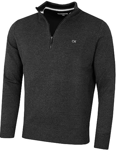 Calvin Klein Mens 1/2 Zip CK Golf Sweater - Charcoal Sport - XXXXL