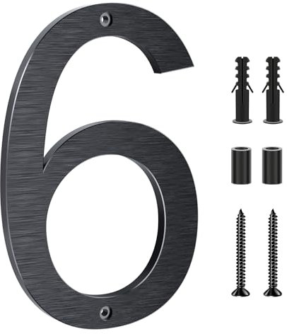 Lookopen 8 Inch Black Large House Numbers, Modern Floating Metal House Numbers, Aluminium Front Door Numbers (6)
