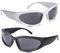 2 Stück Y2k Sonnenbrille, Sportbrille, Sonnenbrille, Sonnenbrillen Fahrradbrille Herren, Sport Sonnenbrille, Y2K Futuristische Sonnenbrille, Lightweight Wrap Around UV400 for Running Cycling Fishing