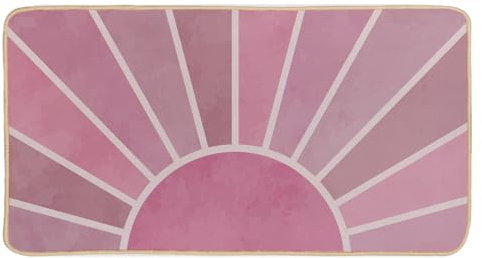 EXUQO Pink Boho Sun Door Mat Indoor,Mid Century Modern Welcome Mat Indoor Entrance,Pink Floor Mat for Bohemian Home Girls Room College Dorm Bedroom Porch,30x16 Inch