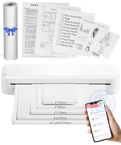 PhoFuta M834 (Upgrade-Version) mobiler drucker für unterwegs, thermodrucker a4, klein kompakt, Bluetooth drucker, tragbarer Mini drucker, Portable Printer, Handy drucker für Android/iOS
