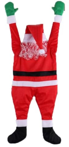Surakey 66.9 Zoll Große Hängende Weihnachtsmann Weihnachtsdeko für Draußen Drinnen, Weihnachtsmann Weihnachtsschmuck Zum Aufhängen, Klettern, Weihnachten auf der Dachrinne, Outdoor-Hof-Dekoration