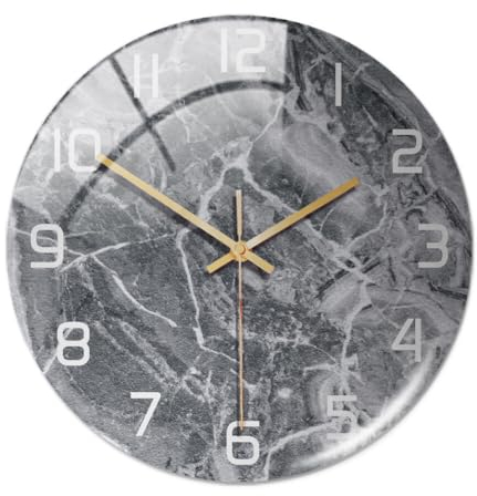 JAWSEU Moderne Runde Marmor Wanduhr, Nicht Tickend Stumme Bewegung Quarz Uhr Rahmenlose 3D DIY Wanduhr Stille Wanduhr Nordic dekorative Marmor Druck stumm Runde hängende Uhr Home Decoration