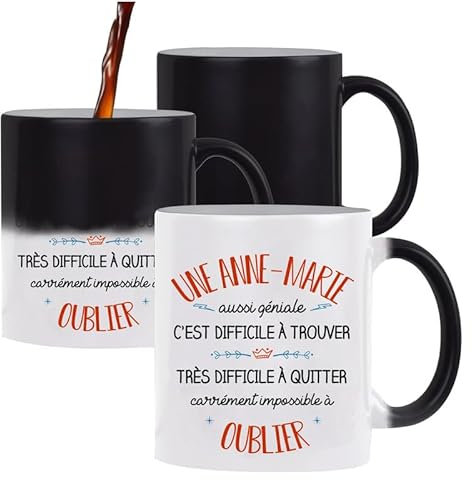 Planetee Tasse Magique Anne-Marie | Mug qui change couleur avec la chaleur | Idée Cadeau Prénom Surnom Nom de Famille Humour Collègue Travail Anniversaire Noël