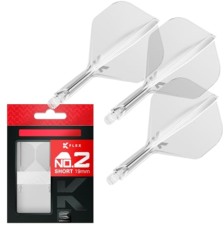 Target Darts K Flex Integrierter Dart-Flug und -Schaft, Nr. 2 Klar (Kurz) | 3er-Pack K-Flex - No 2, Präzisionsgeformte 2-in-1 Dart-Flüge und Dart-Schaft | Professionelles Dart-Zubehör