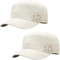 2 Pcs Unisex Beige Military Stil Army Cap Verstellbare Baseball Cap Flat Top Cap Sommer Sonnen Kappe für Herren Damen