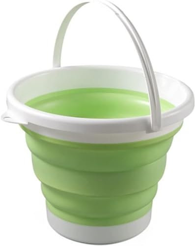 König Design Faltbarer Eimer Rund - Platzsparend & Robust - BPA-frei, Ergonomischer Griff - Haushalt, Outdoor (Grün, 3 Liter)