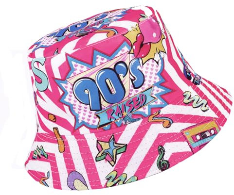 Eigso Womens Hip Hop 90s Theme Cute Bucket Hat für Frauen Männer Unisex Baumwolle Reisen Angeln Hut für Frau Mann