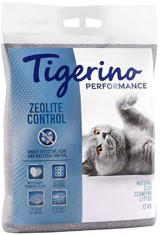 Tigerino - Performance Katzenstreu (Zeolite Control) | Babypuderduft | 12KG