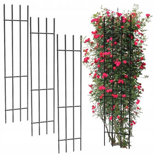 Kapaga - Rankgitter - Rankhilfe Garten - Staudenhalter - Blumenhalter - Rankengewächs Pflanzenstütze - Blumenstütze - Staudenstütze - Rankhilfe Strauchhalter (Schwarz, 150 cm x 3)