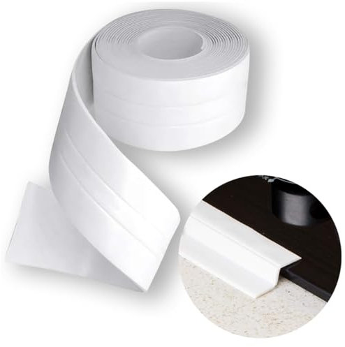 Doppeltes Dichtband für Badewanne, Duschwanne und Waschbecken - 38mm Breit, Wasserdicht, Langlebig, Flexibles Polyethylen, 3,2m Lang, Weiß