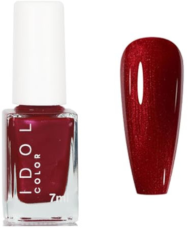 Pearl Nail Polish, Quick Drying Nail Varnish, Burgundy Red Nail Polish No UV Needed, Long Lasting Chip Resistant for DIY Manicure Decorations,7ml