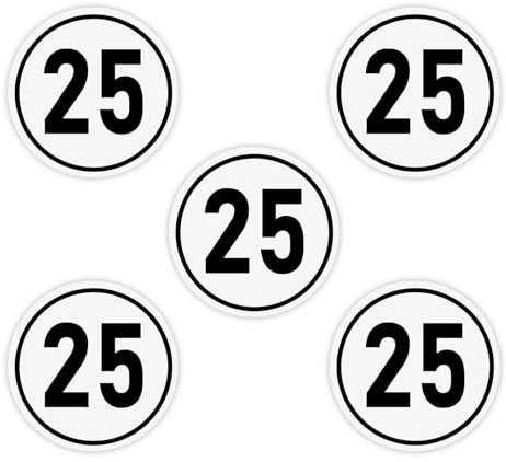 QTTRPCU 5 Stück 25 Kmh Schild, 25 Kmh Aufkleber, Rund Auto Geschwindigkeit Aufkleber für Anhänger, LKW, Bus, Landmaschine, Ø 20 cm