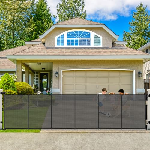250 Extra Wide Baby Gate Retractable Dog Gate for Deck/Garage/Patio/Yard | 21ft Extra Long Baby Gate Retractable Gates for Dogs, 48 Extra Tall Pet Gate Retractable Fence Outdoor Driveway Gate, Black