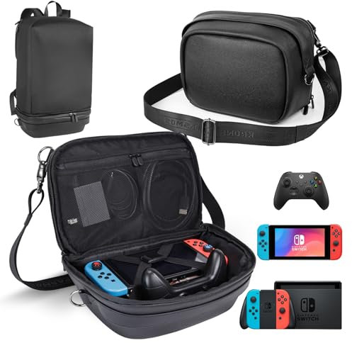 Krone Kalpasmos Carrying Bag for Nintendo Switch/Switch OLED Model (2021)/Switch Console Pro Controller Accessories, 2-IN-1 Travel Carrying Case Light Weight Backpack for ROG Ally Docking Station