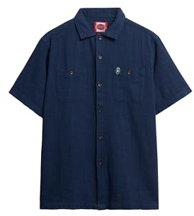 Superdry Merchant Textured Short Sleeve Shirt M Blue